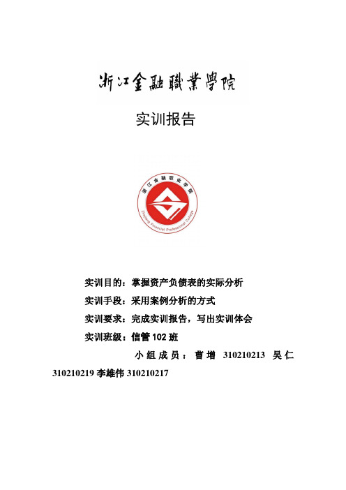 资产负债表分析实训报告