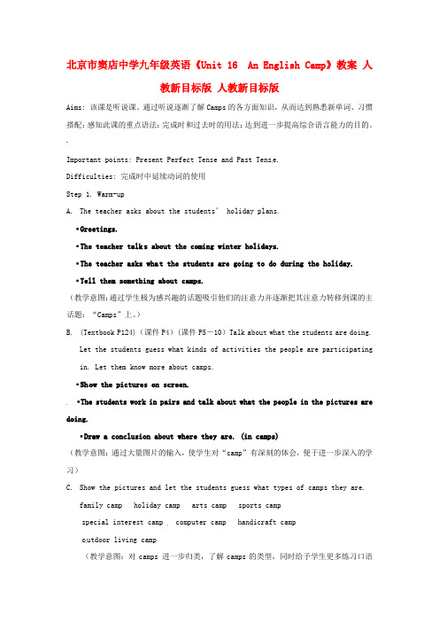 北京市窦店中学九年级英语《Unit 16 An English Camp》教案 人教新目标版 人教新目标版