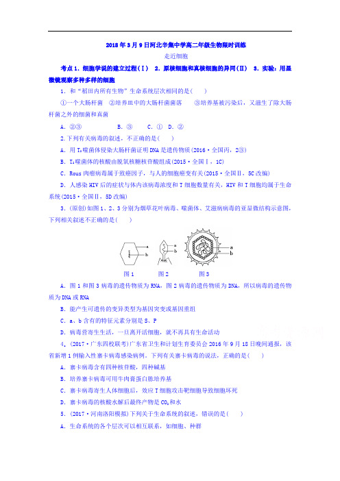 河北辛集中学2017-2018学年高二年级生物限时训练3月9日
