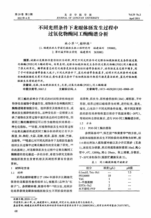 不同光照条件下龙眼体胚发生过程中过氧化物酶同工酶酶谱分析