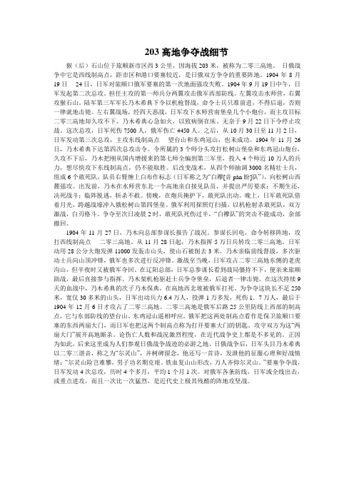 旅顺203高地争夺战细节