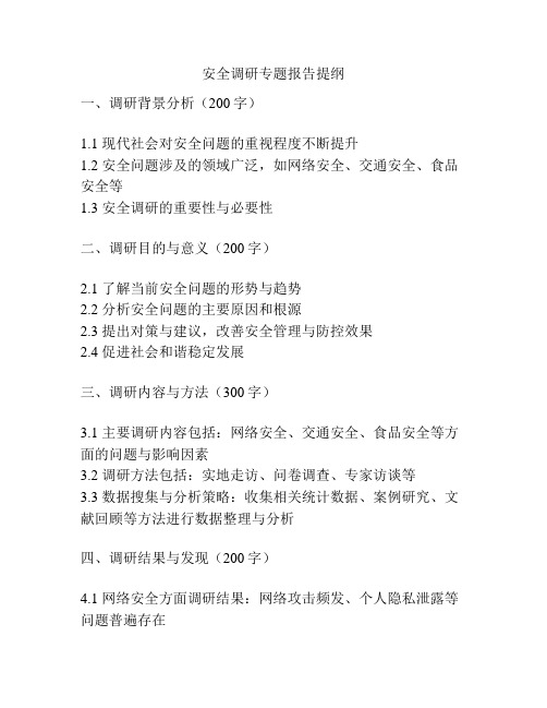 安全调研专题报告提纲