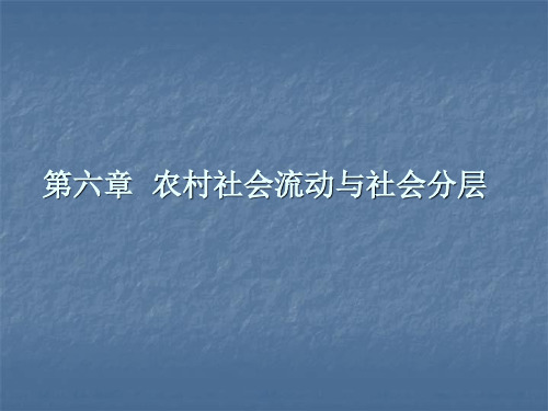 第六章   农村社会流动与社会分层
