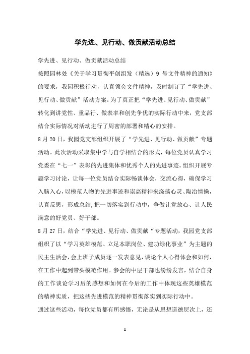 学先进、见行动、做贡献活动总结