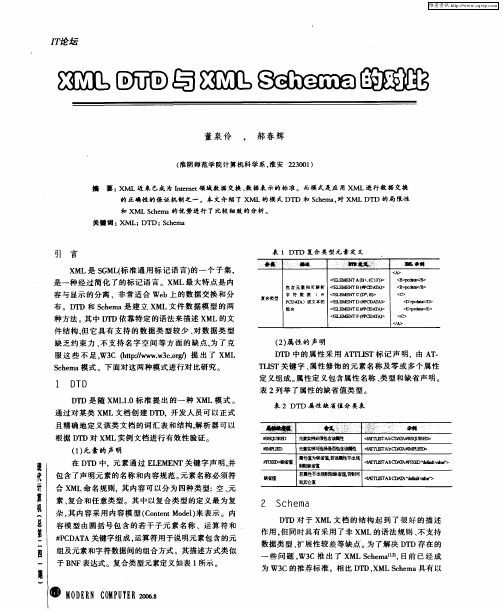 XML DTD与XML Schema的对比