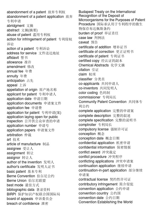知识产权英语词汇