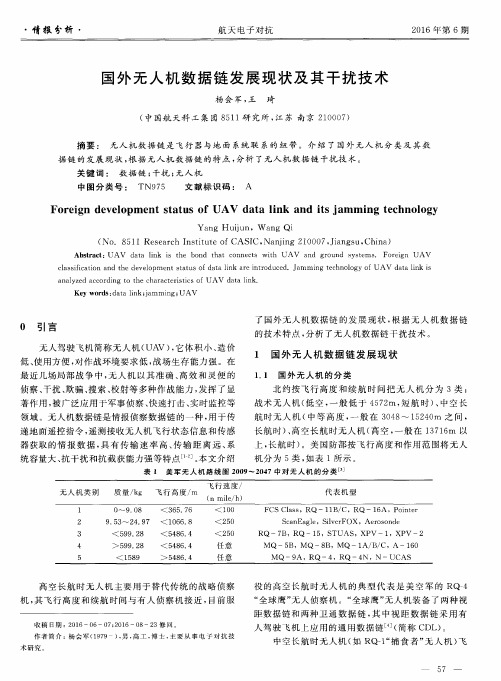 国外无人机数据链发展现状及其干扰技术