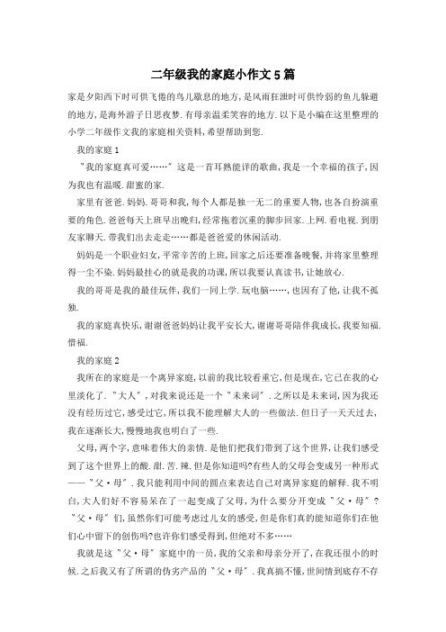 二年级我的家庭小作文5篇