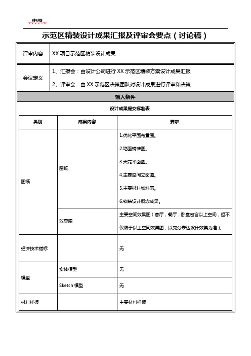 东原地产-售楼处及样板房精装方案成果汇报及评审要点
