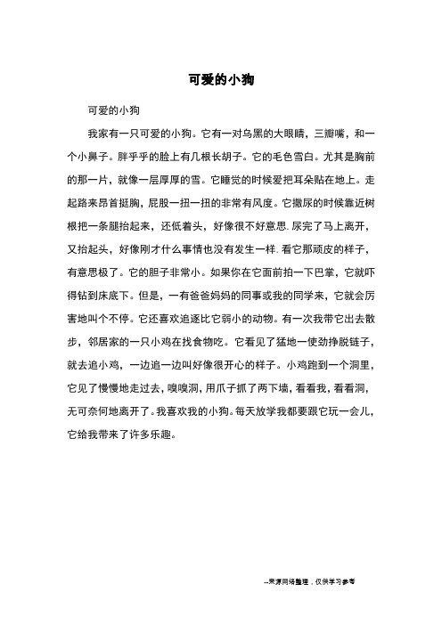 可爱的小狗_小学三四年级状物