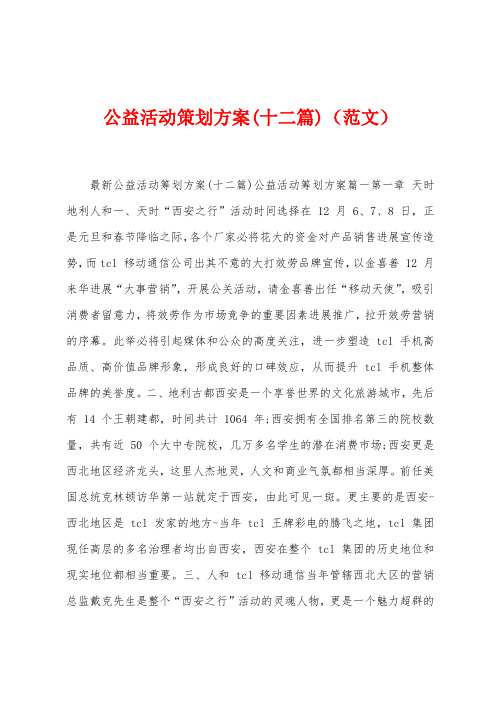 公益活动策划方案(十二篇)