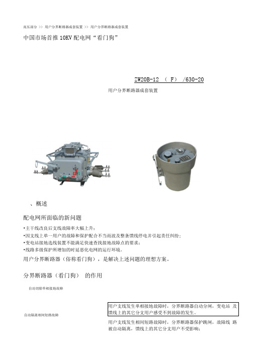 10KV配电网“看门狗”——用户分界断路器
