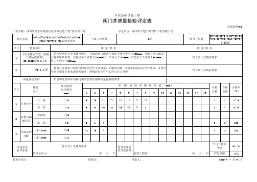 阀门井质量检验评定表