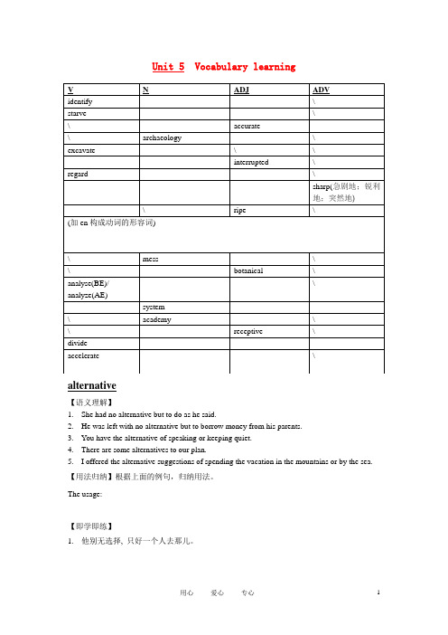 高中英语 U5 vocabulary (all) 新人教版选修8