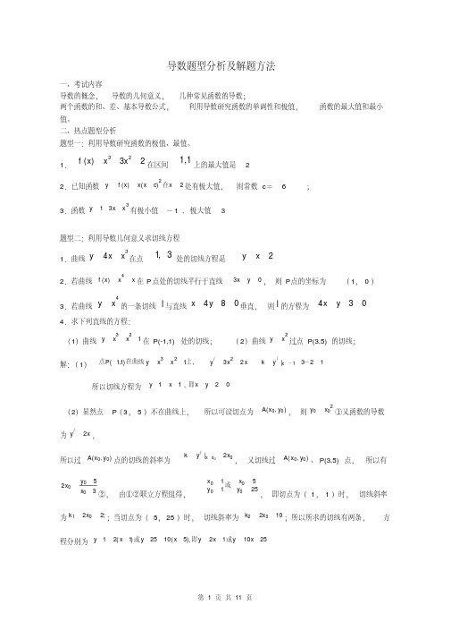 高中数学高考导数题型分析及解题方法
