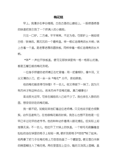 六年级作文：梅花糕作文600字_1