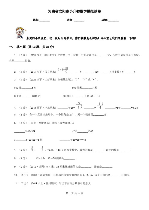 河南省安阳市小升初数学模拟试卷