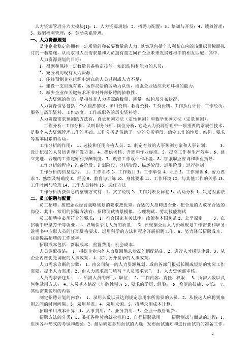 人力资源的六大模块
