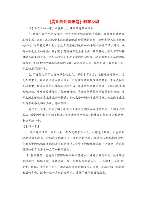 部编版五年级语文下册《青山处处埋忠骨》教学反思