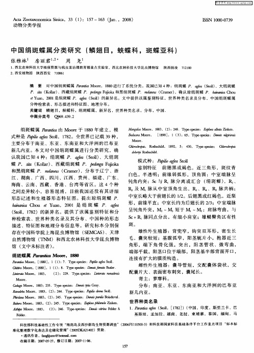 中国绢斑蝶属分类研究(鳞翅目,蛱蝶科,斑蝶亚科)