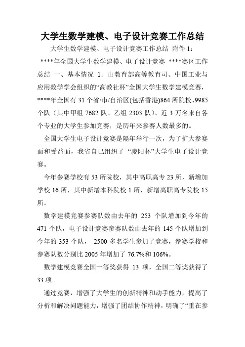 大学生数学建模、电子设计竞赛工作总结