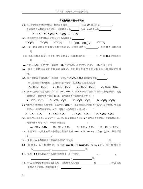 有机物燃烧问题专项训练
