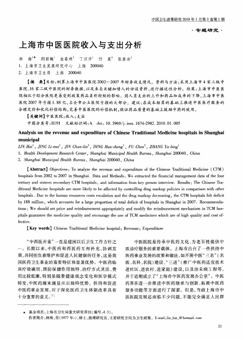 上海市中医医院收入与支出分析