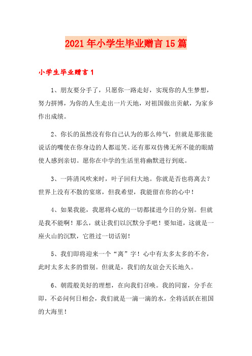 2021年小学生毕业赠言15篇