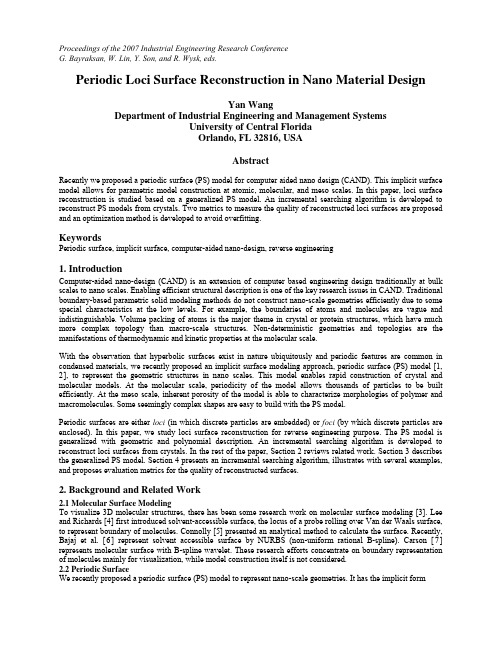 Periodic Loci Surface Reconstruction in Nano Material Design