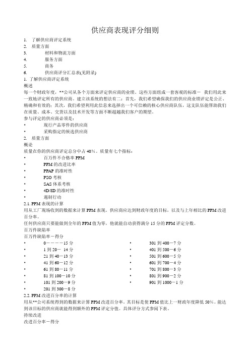 供应商表现评分细则
