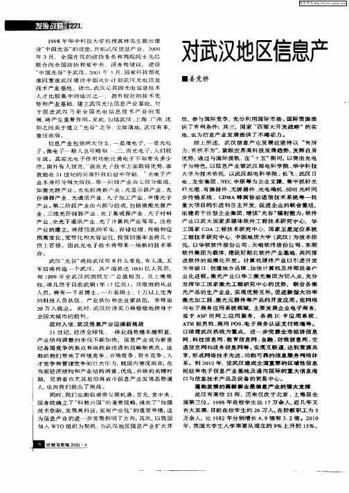 对武汉地区信息产业发展的几点思考