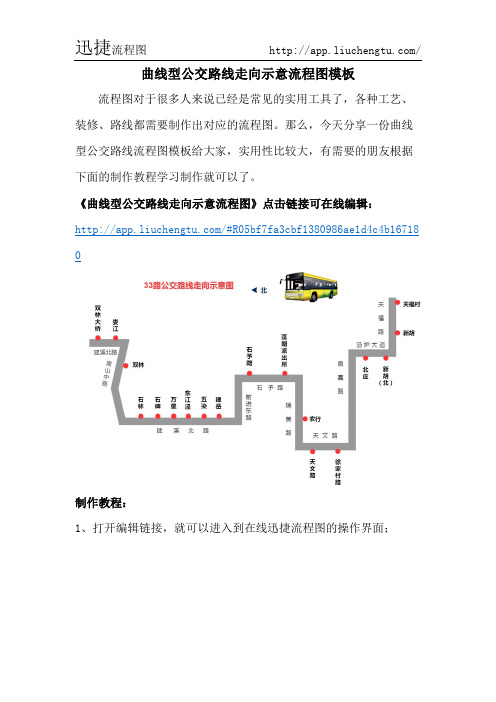 曲线型公交路线走向示意流程图模板-迅捷流程图