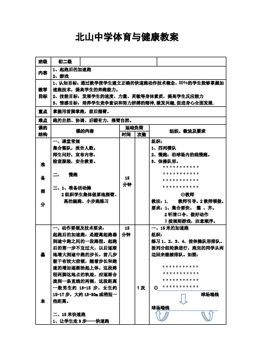 公开课教案 起跑后的加速跑
