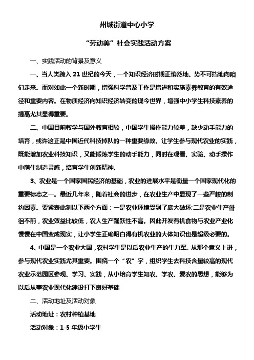 1718“劳动美”社会实践活动方案及总结