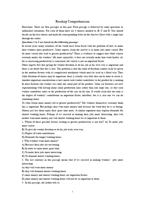 PartⅡ Reading Comprehension Band4