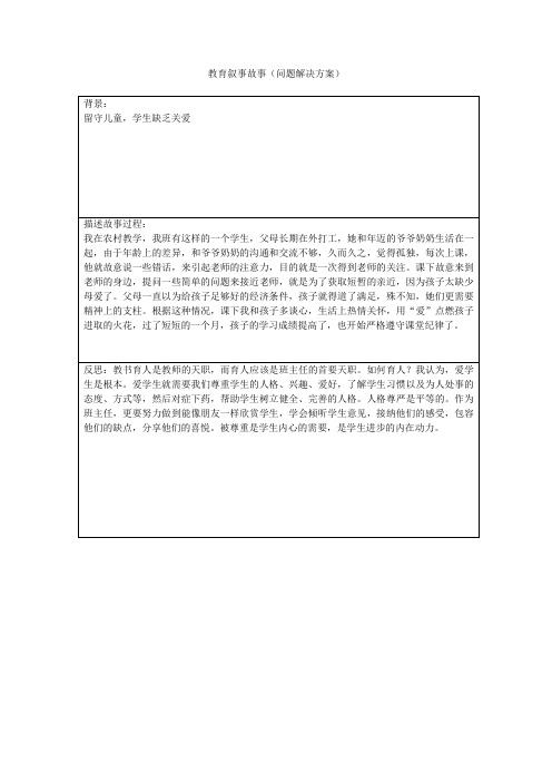 教育叙事故事(问题解决方案)模板