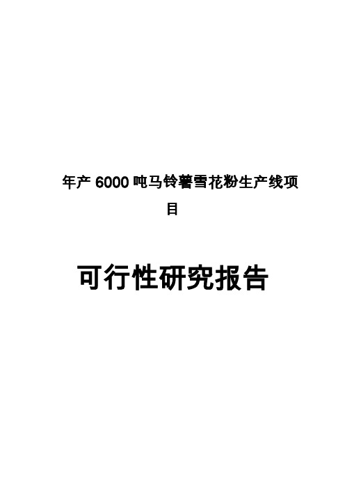 年产6000吨马铃薯雪花粉生产线项目可行性研究报告
