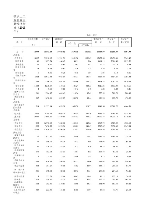 安徽社会经济发展指标数据：13—2  规模以上工业企业主要经济指标(2018年)