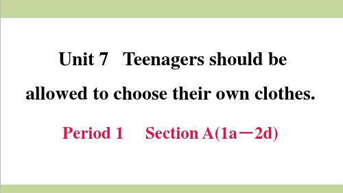 新人教版九年级(全一册)英语 Unit 7 Period 1 Section A(1a-2d) 重点习题练习复习课件