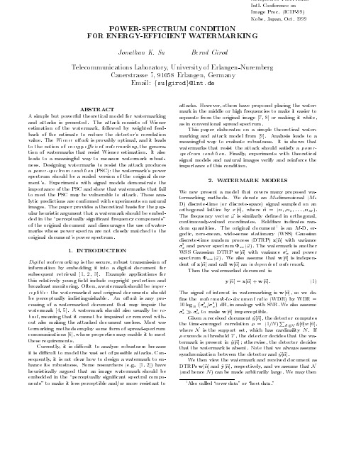 Power-spectrum condition for energy-efficient watermarking