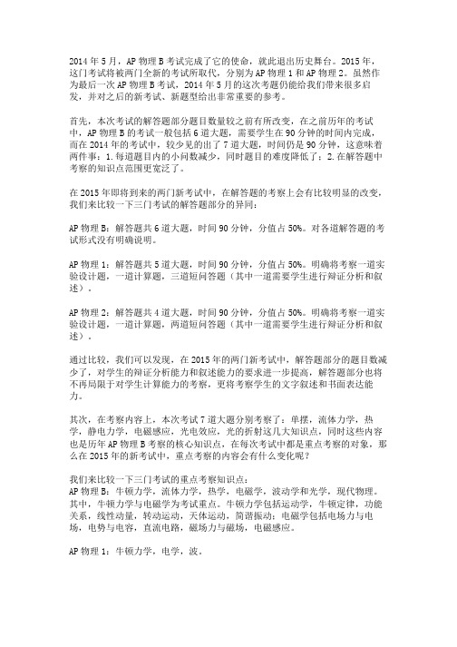 AP物理1和AP物理2考试必备知识点