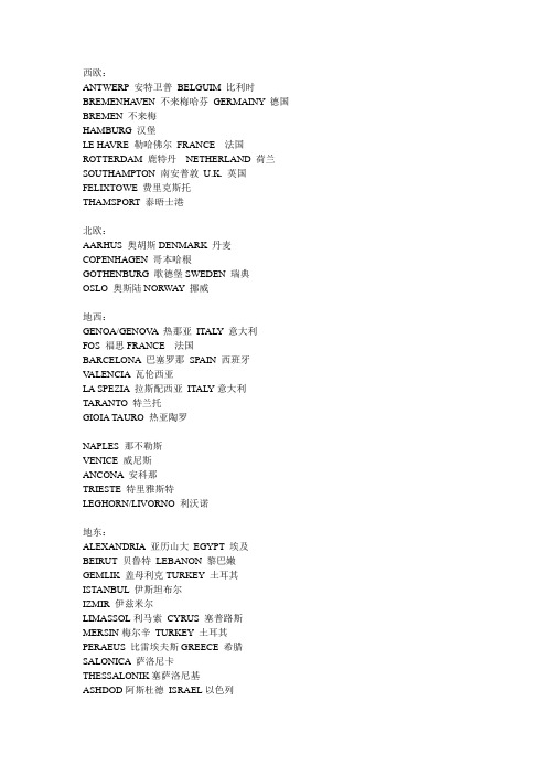 基本港分船公司资料(海运运输)