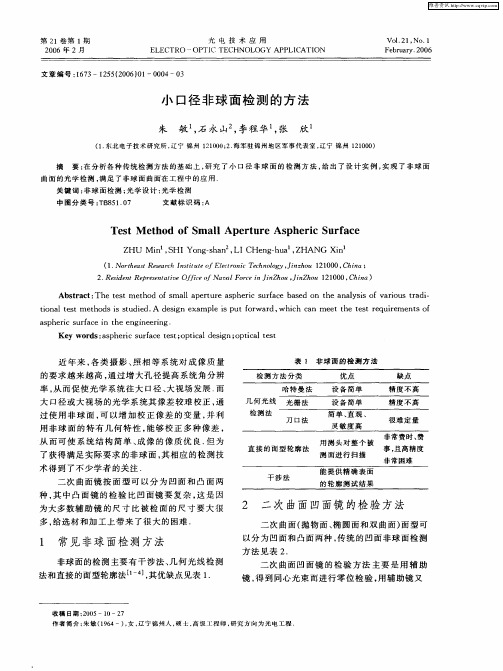 小口径非球面检测的方法