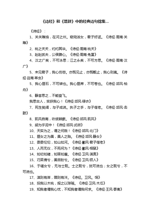 《诗经》和《楚辞》中的经典诗句锦集...