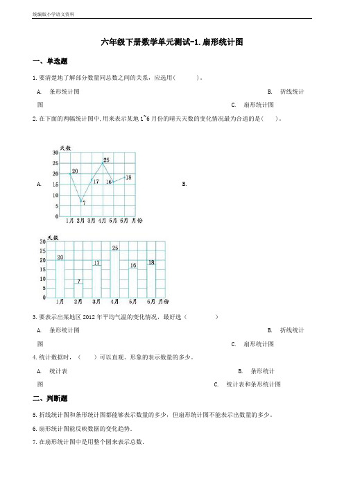 新版六年级下册数学单元测试-1.扇形统计图 苏教版(含答案)