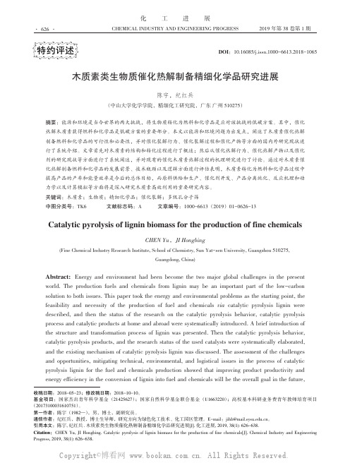 木质素类生物质催化热解制备精细化学品研究进展