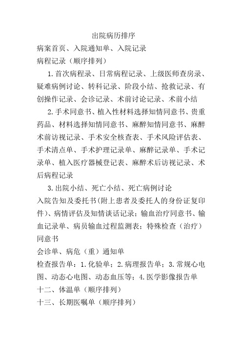 出院病历排序