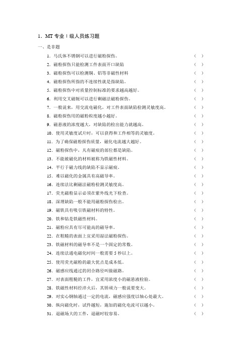 MT专业Ⅰ级人员练习题