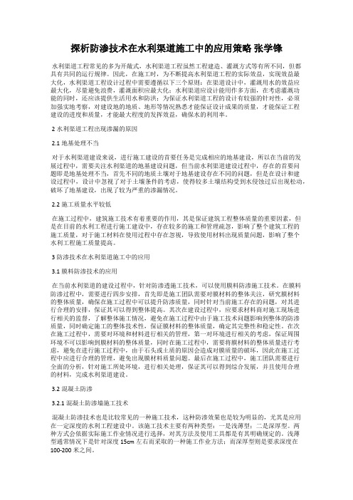 探析防渗技术在水利渠道施工中的应用策略 张学锋