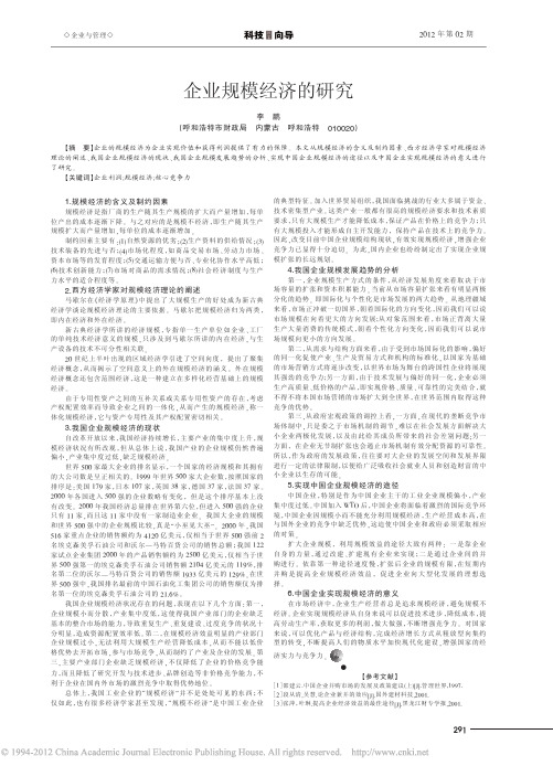 企业规模经济的研究
